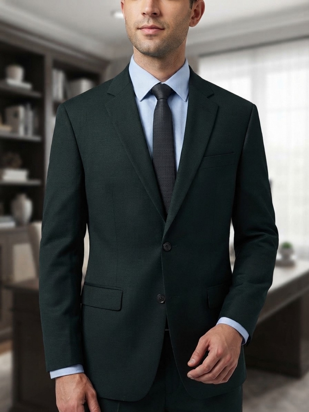 Van Heusen Dark Green Two-Button Men's Suit Jacket